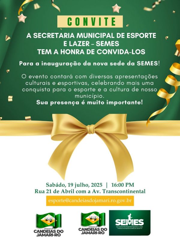 Nova sede da SEMES será inaugurada neste sábado com evento cultural e esportivo