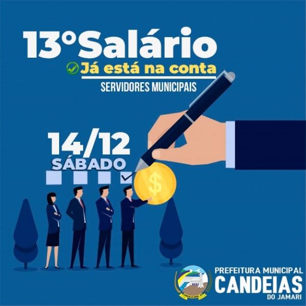 Prefeitura paga hoje o 13º salário dos servidores