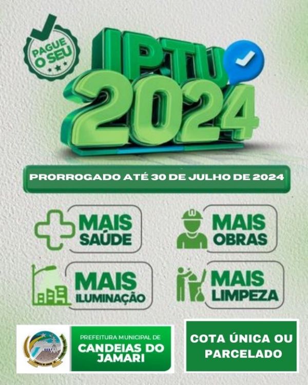 Prefeitura prorroga prazo para pagamento do IPTU e taxa do lixo