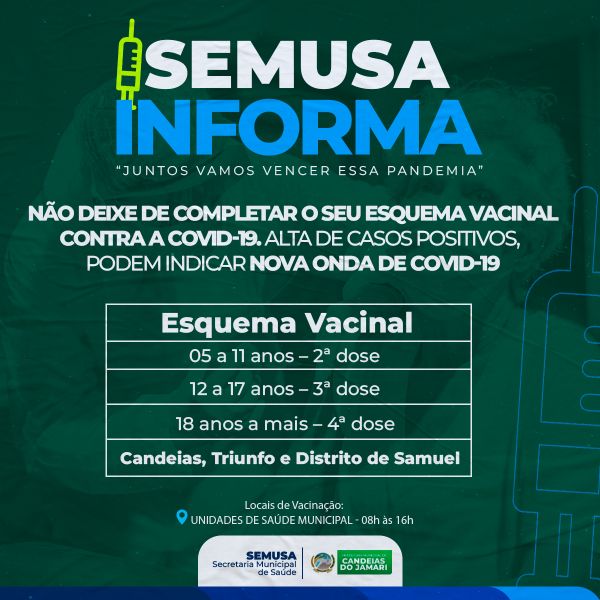 Semusa alerta sobre ciclo de vacinação contra a Covid-19