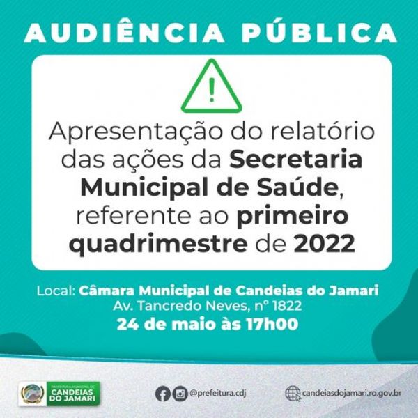 Secretaria Municipal de Saúde apresenta Relatório Quadrimestral nesta terça-feira (24)