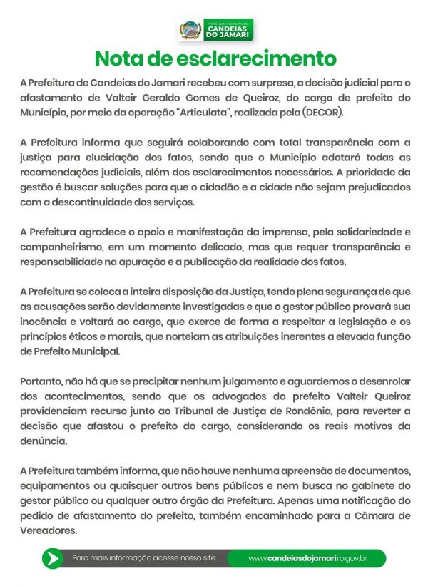 NOTA DE ESCLARECIMENTO