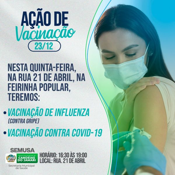 Semusa realiza ação de vacinação contra Covid-19 e gripe Influenza nesta quinta (23)