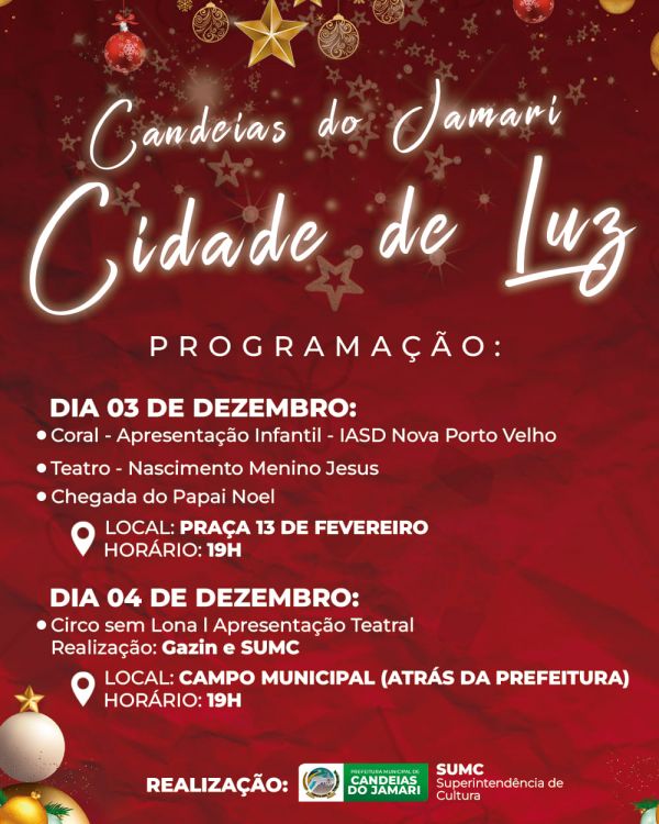 CIDADE DE LUZ | Abertura especial do Natal acontece neste final de semana em Candeias