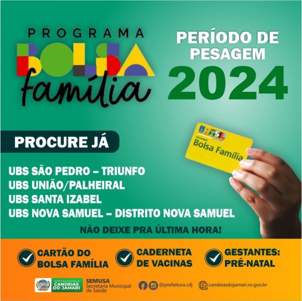 Prefeitura convoca beneficiários para primeira fase da pesagem do Bolsa Família