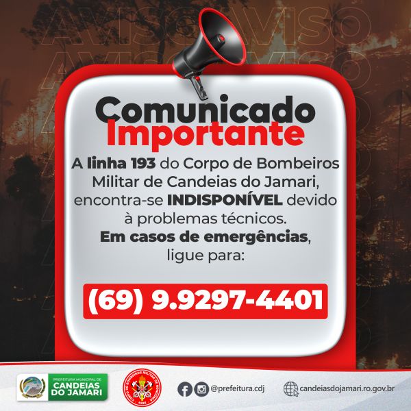 Linha 193 do Corpo de Bombeiros Militar Fora do Ar - Atenção